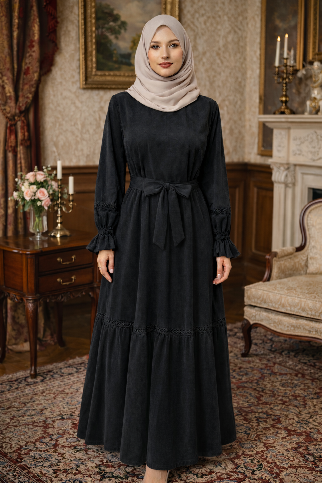 Corduroy maxi black Dress